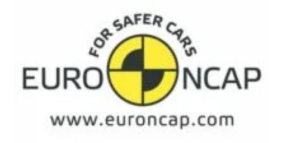 The Euro NCAP logo. It features the text "EURO NCAP" in black, separated by a circular yellow and black symbol resembling a target crosshair. Above the symbol, the semi-circular slogan "FOR SAFER CARS" is displayed. Below, the website "www.euroncap.com" is visible.