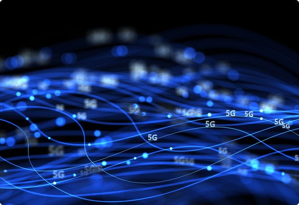 Abstract representation of blue glowing data streams or networks on a black background, with small numbers and dots suggesting connections.